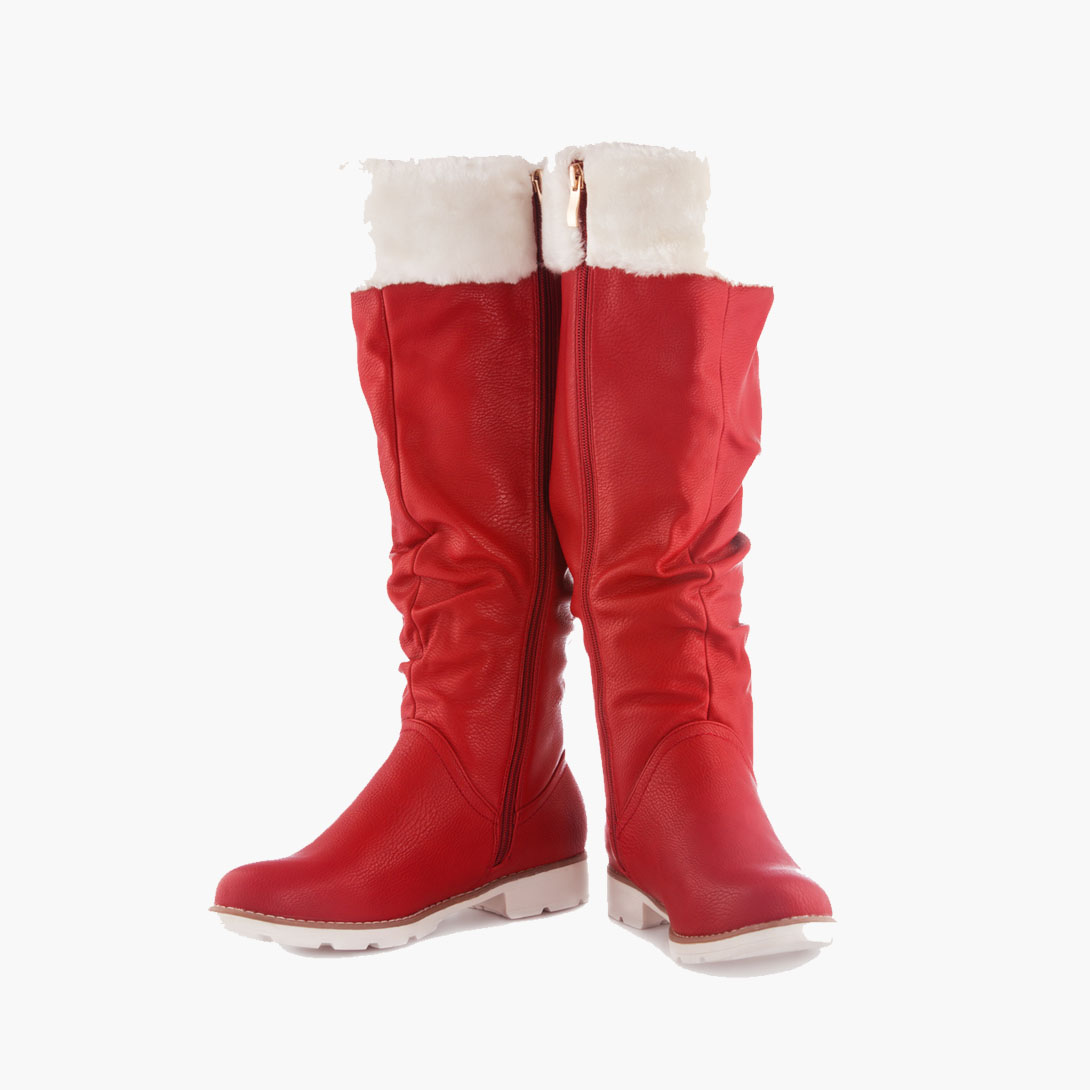 Red boots on a white